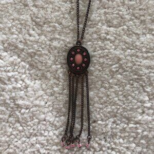 Brown Antique Necklace with Pink Crystals